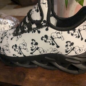 Black and White Athletic Shoes with Cartoon Pattern